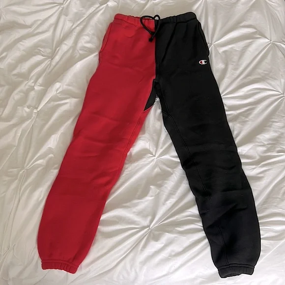 Champion Pants Champion Reverse Weave Color Block Red Black